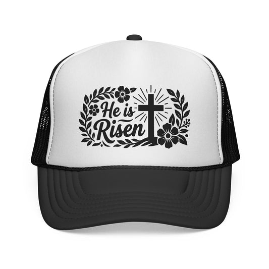 He Is Risen Trucker Cap — Christian Easter Faith Hat
