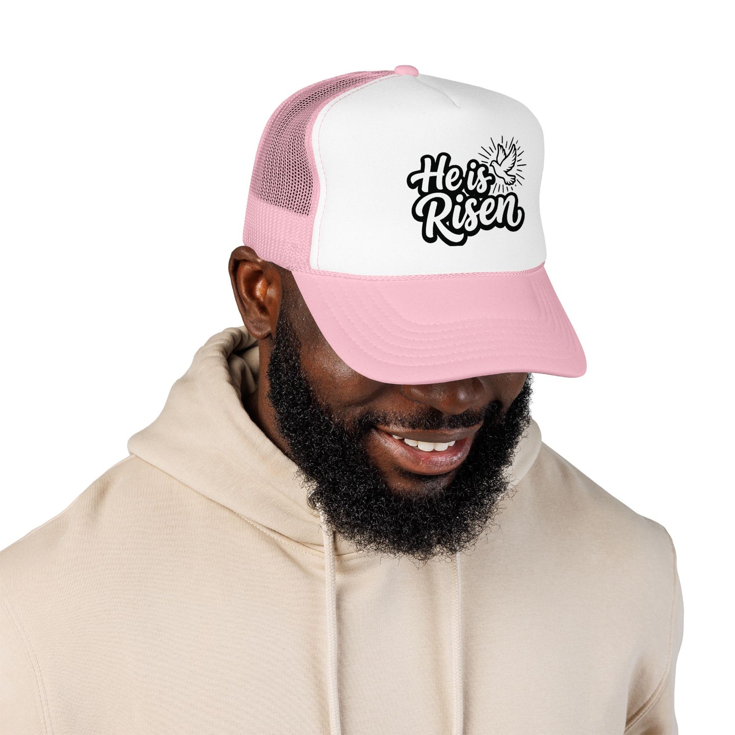He Is Risen Trucker Hat — Christian Easter Foam Cap