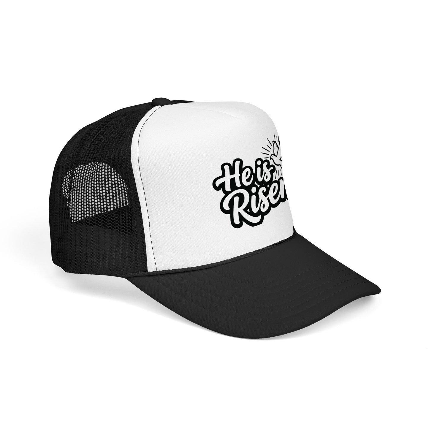 He Is Risen Trucker Hat — Christian Easter Foam Cap