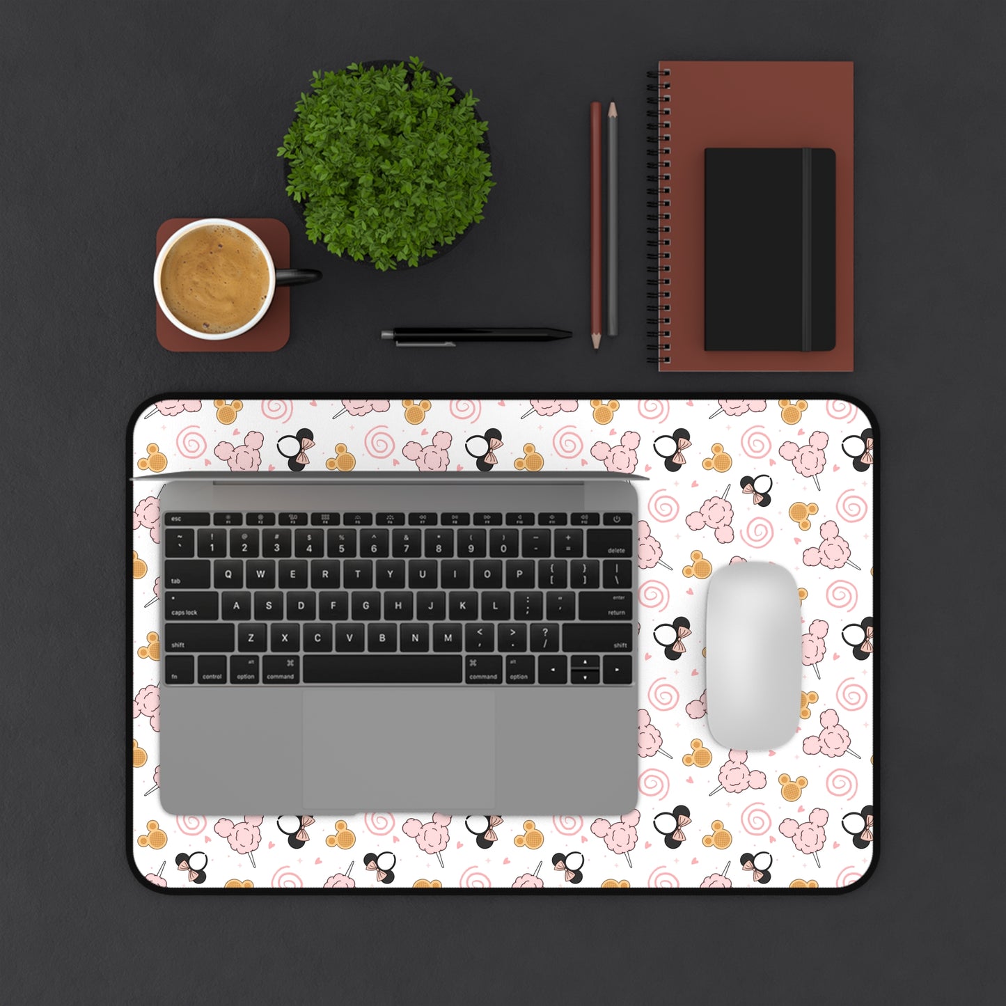 Mickey Snack Desk Mat — Pink & Gold Mouse Mousepad for Office or Home