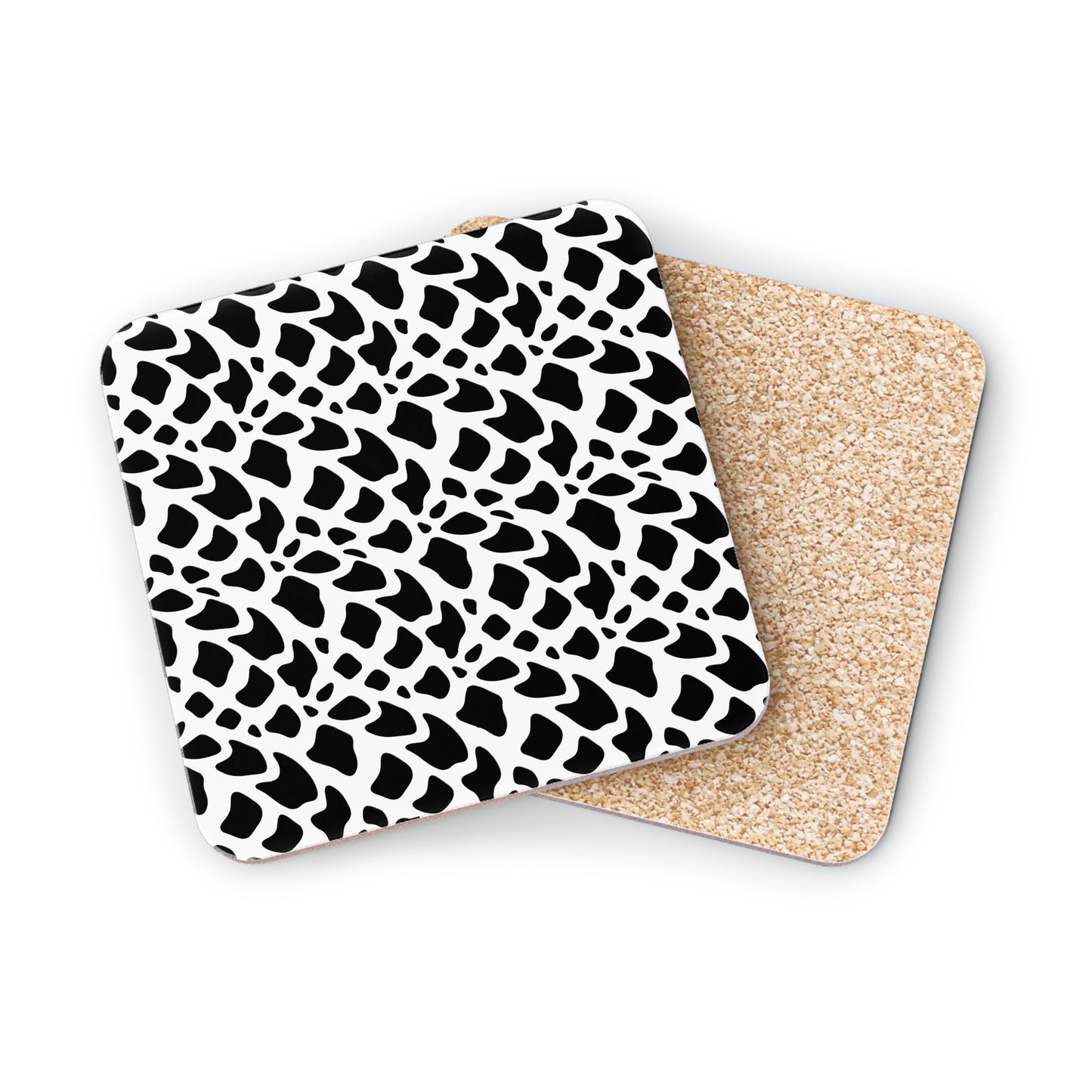 Black & White Abstract Leopard Coasters — Round Cork Drink Coasters