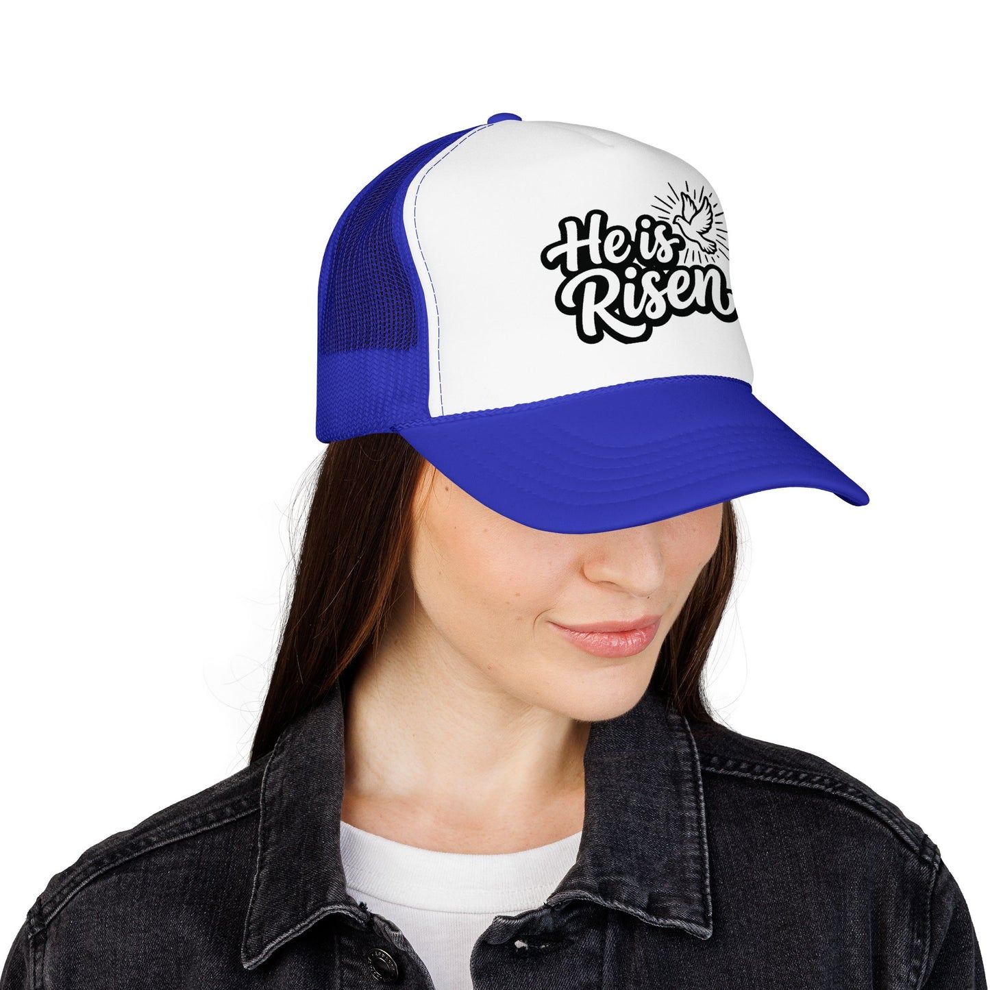 He Is Risen Trucker Hat — Christian Easter Foam Cap