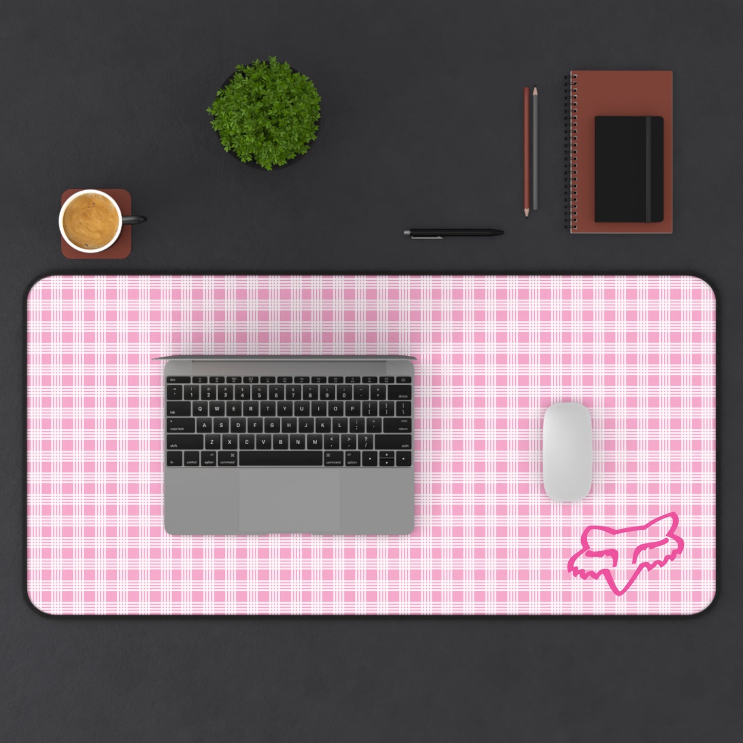 Pink Palaka Fox Desk Mat