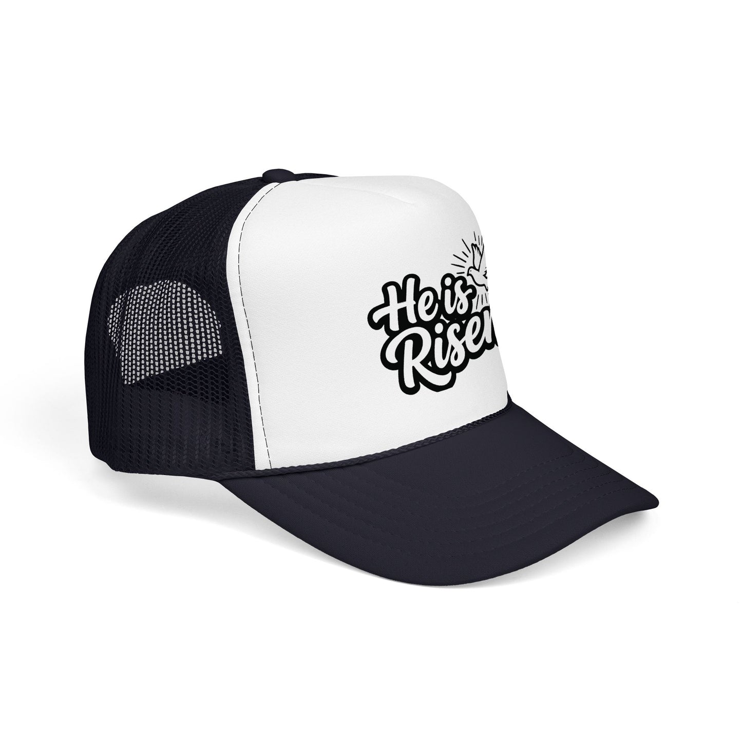 He Is Risen Trucker Hat — Christian Easter Foam Cap