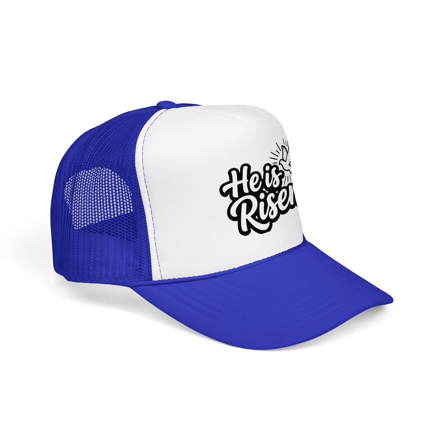 He Is Risen Trucker Hat — Christian Easter Foam Cap