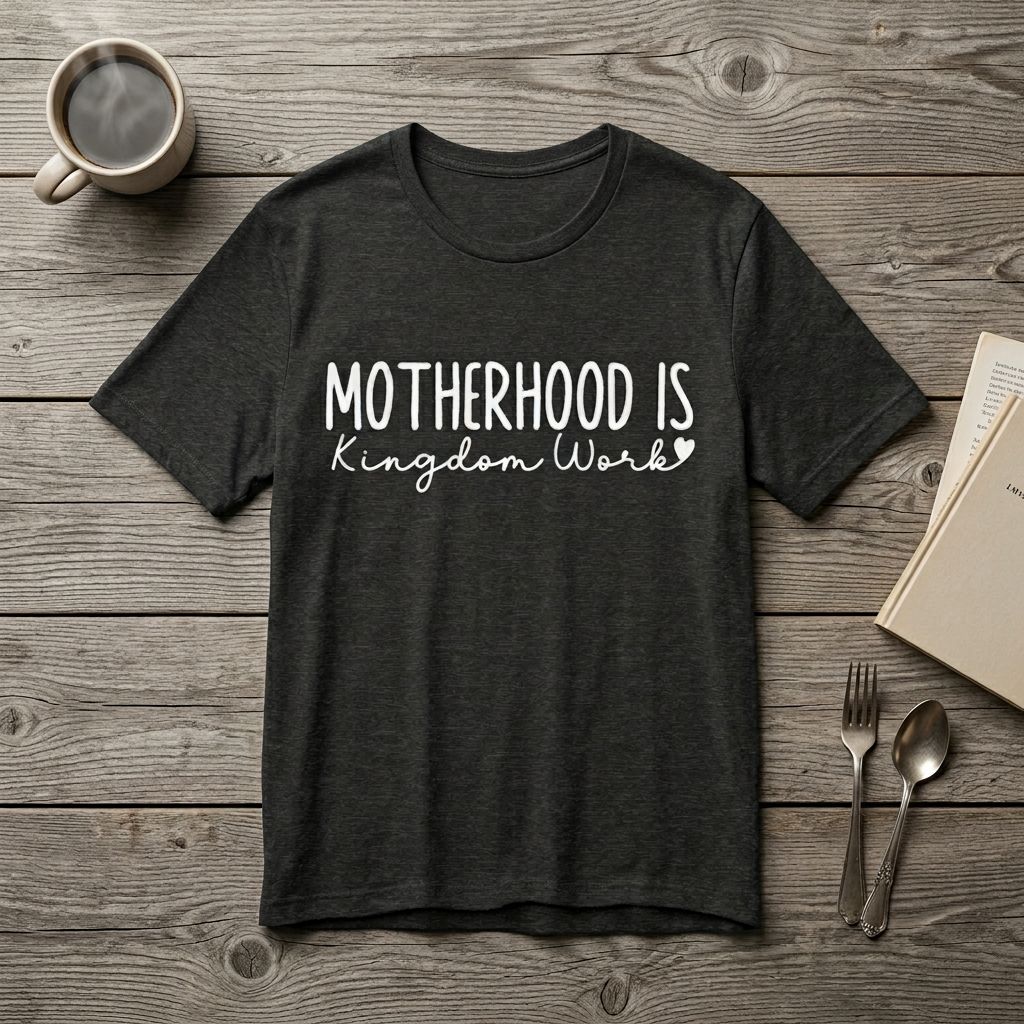 Motherhood Is Kingdom Work Tee — Christian Mom Faith Shirt