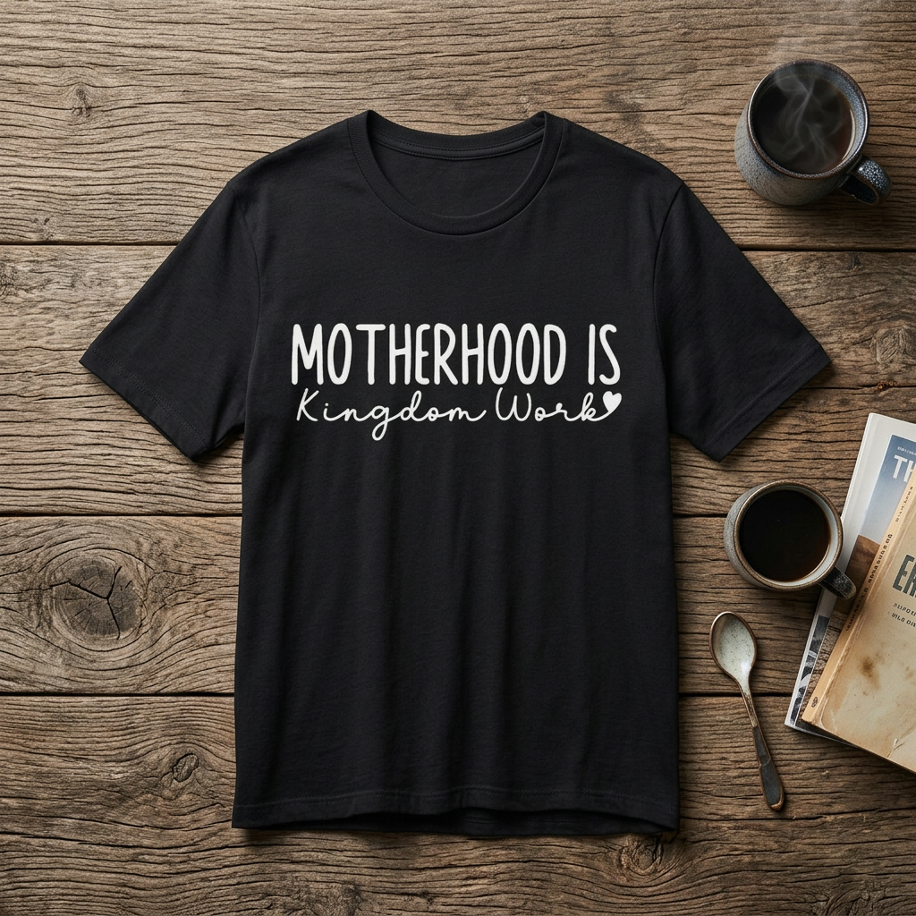 Motherhood Is Kingdom Work Tee — Christian Mom Faith Shirt