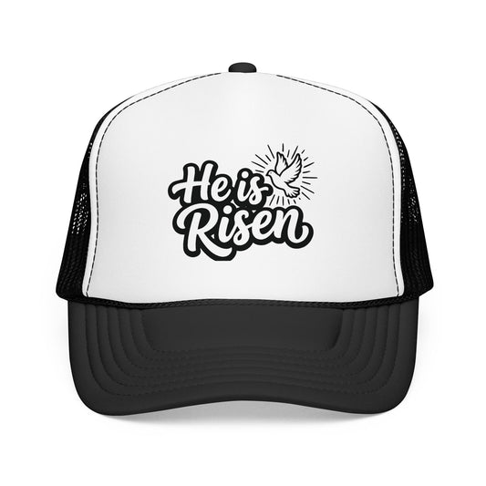 He Is Risen Trucker Hat — Christian Easter Foam Cap