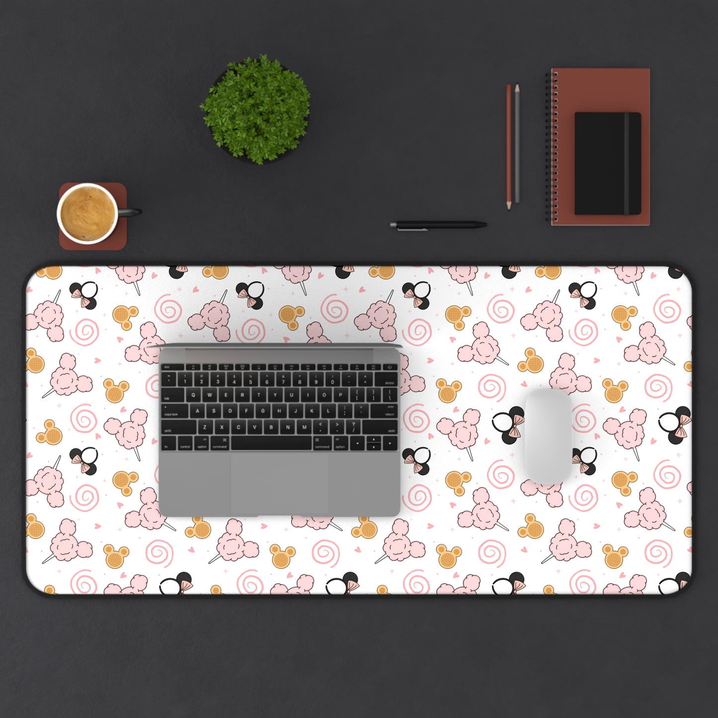 Mickey Snack Desk Mat — Pink & Gold Mouse Mousepad for Office or Home