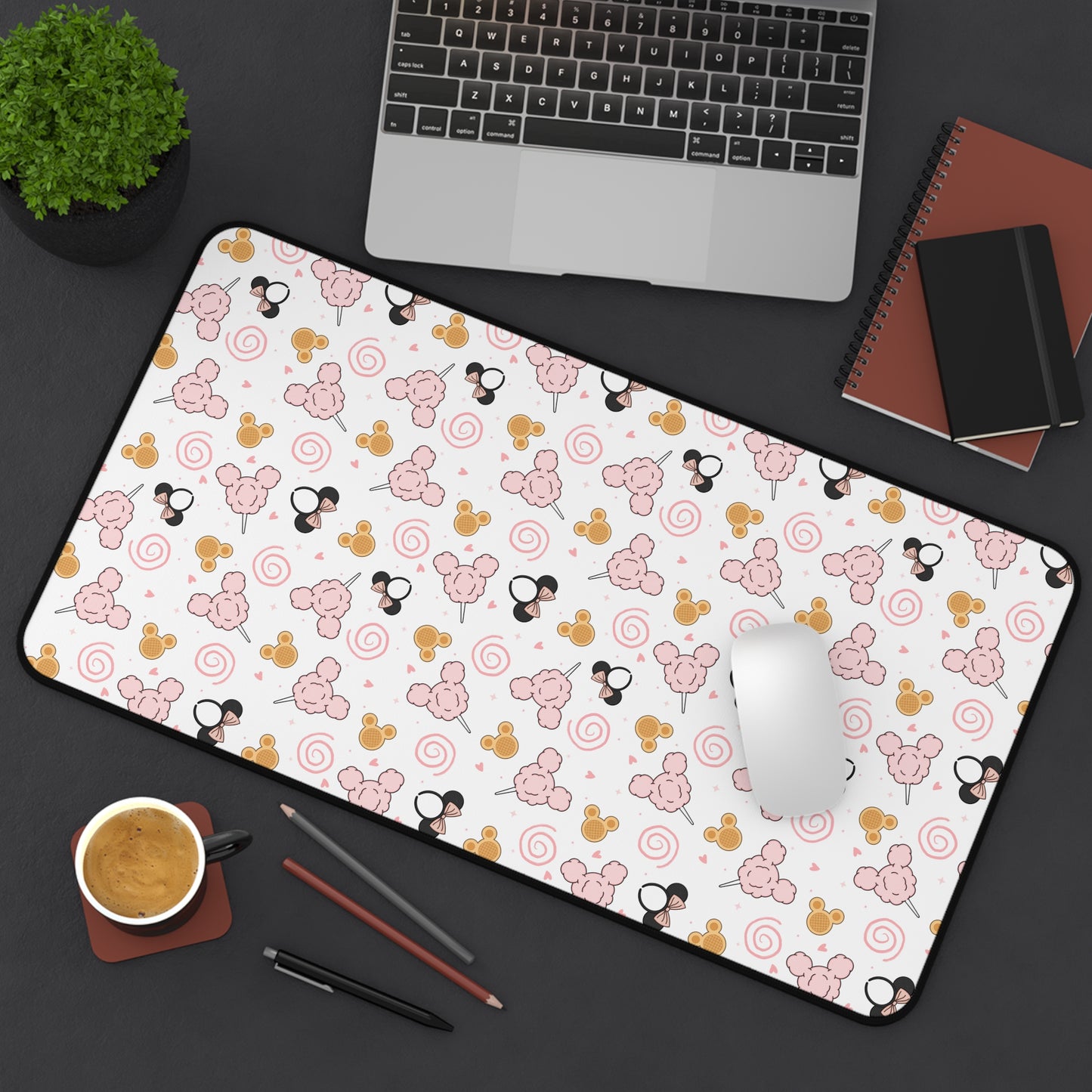 Mickey Snack Desk Mat — Pink & Gold Mouse Mousepad for Office or Home