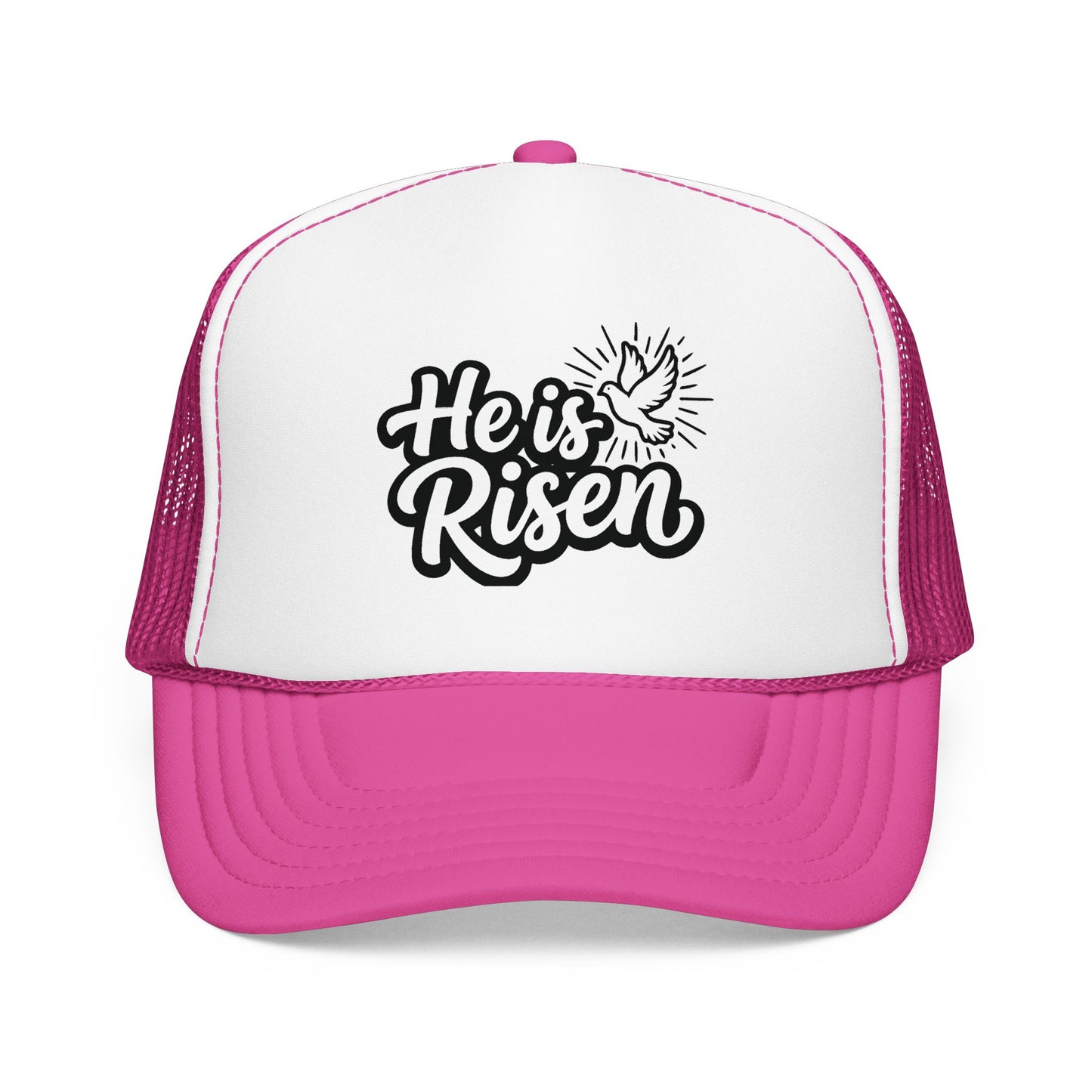 He Is Risen Trucker Hat — Christian Easter Foam Cap