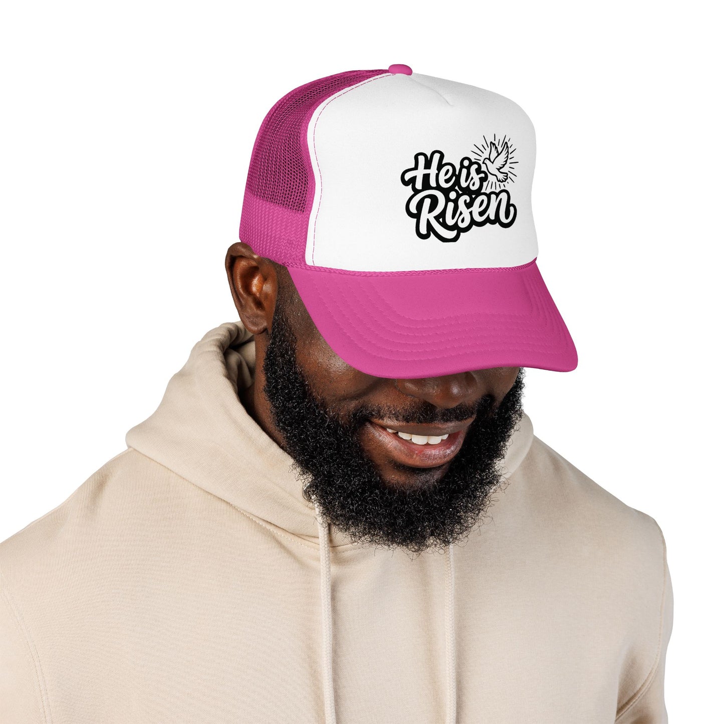He Is Risen Trucker Hat — Christian Easter Foam Cap