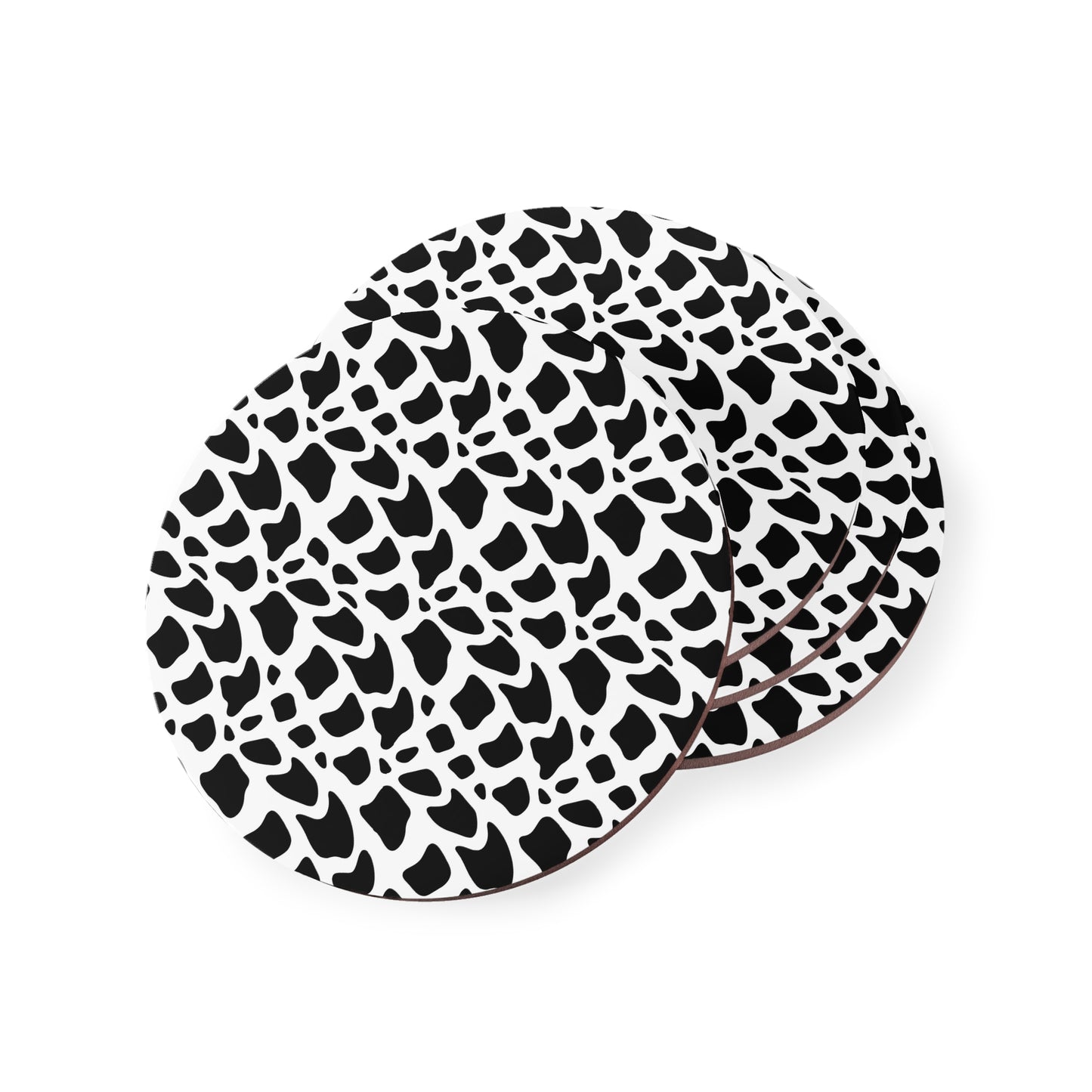 Black & White Abstract Leopard Coasters — Round Cork Drink Coasters