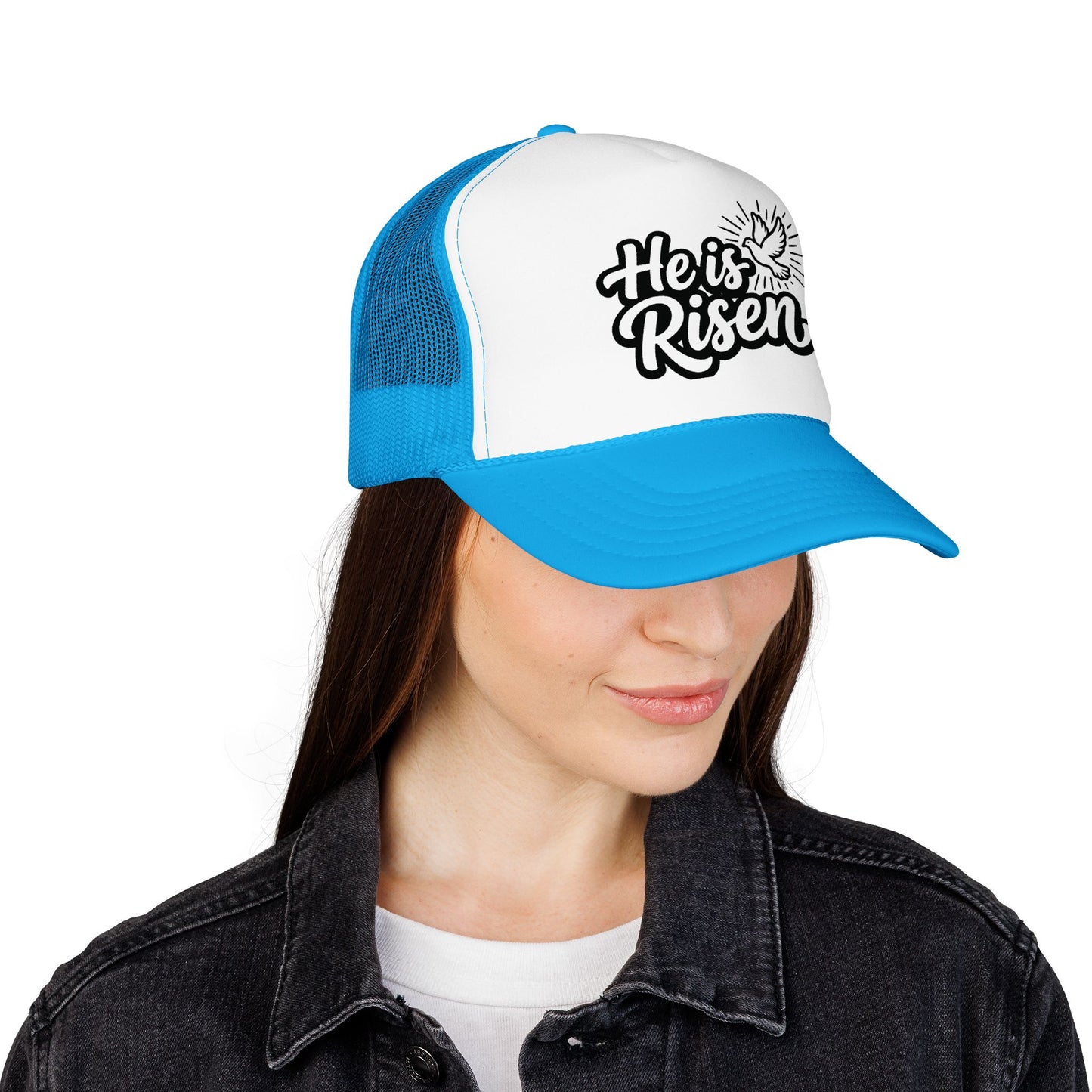 He Is Risen Trucker Hat — Christian Easter Foam Cap