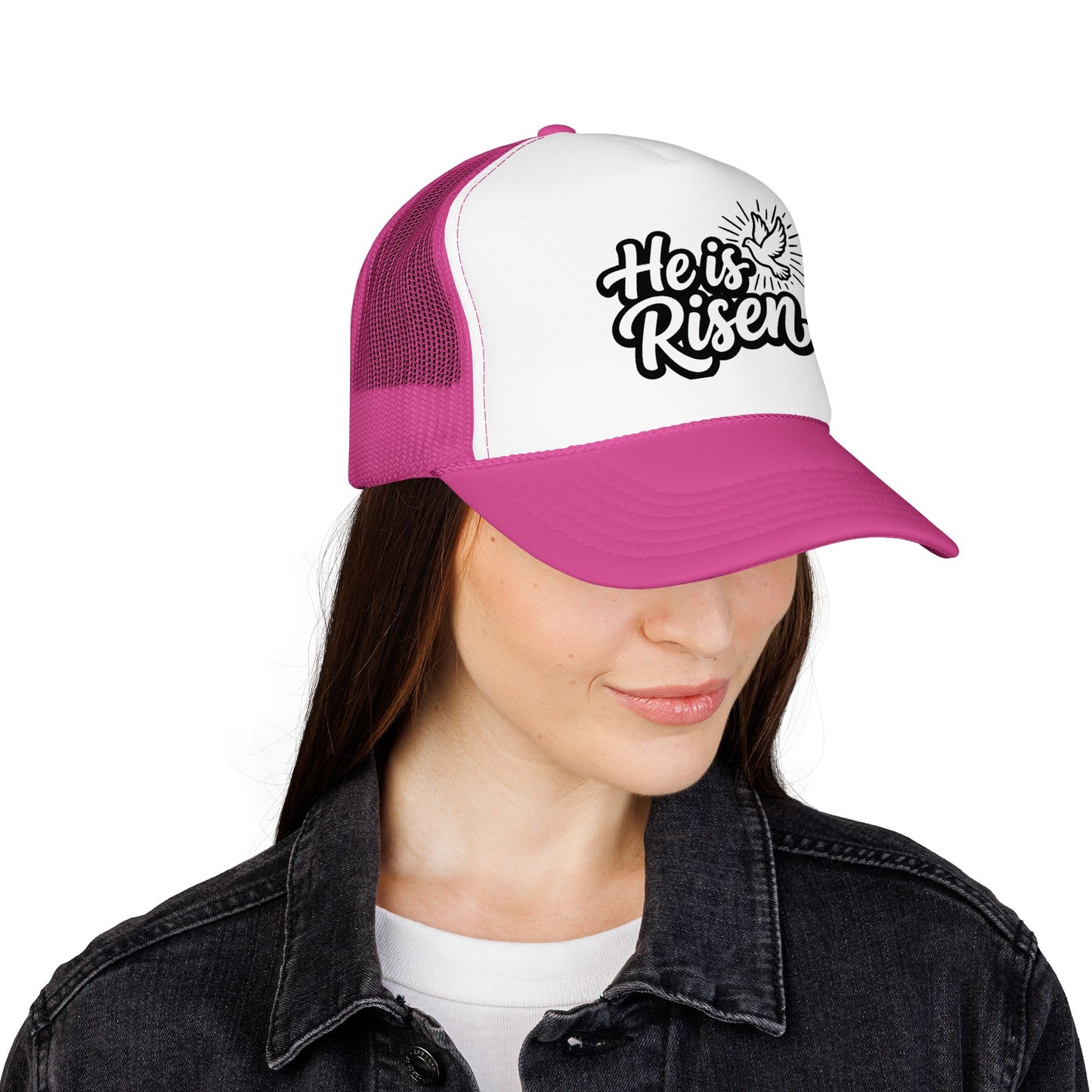 He Is Risen Trucker Hat — Christian Easter Foam Cap