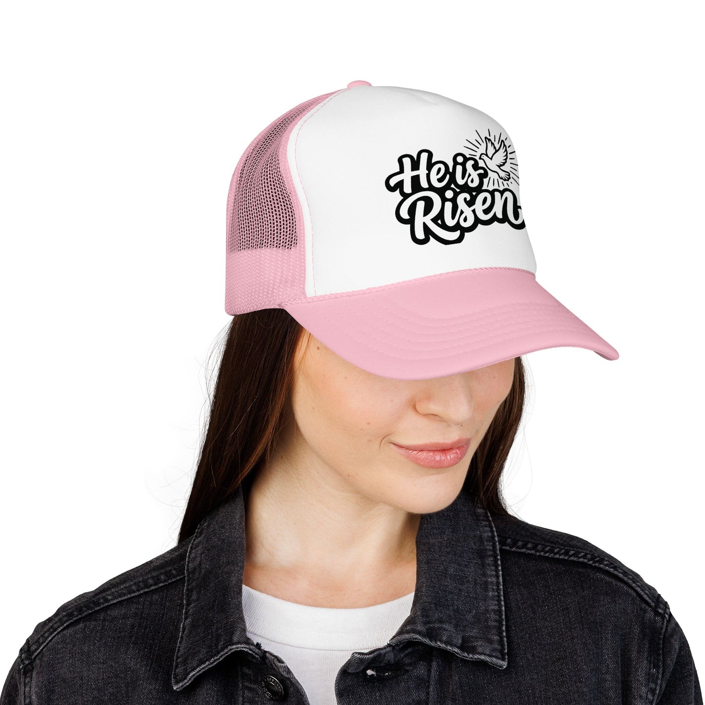 He Is Risen Trucker Hat — Christian Easter Foam Cap