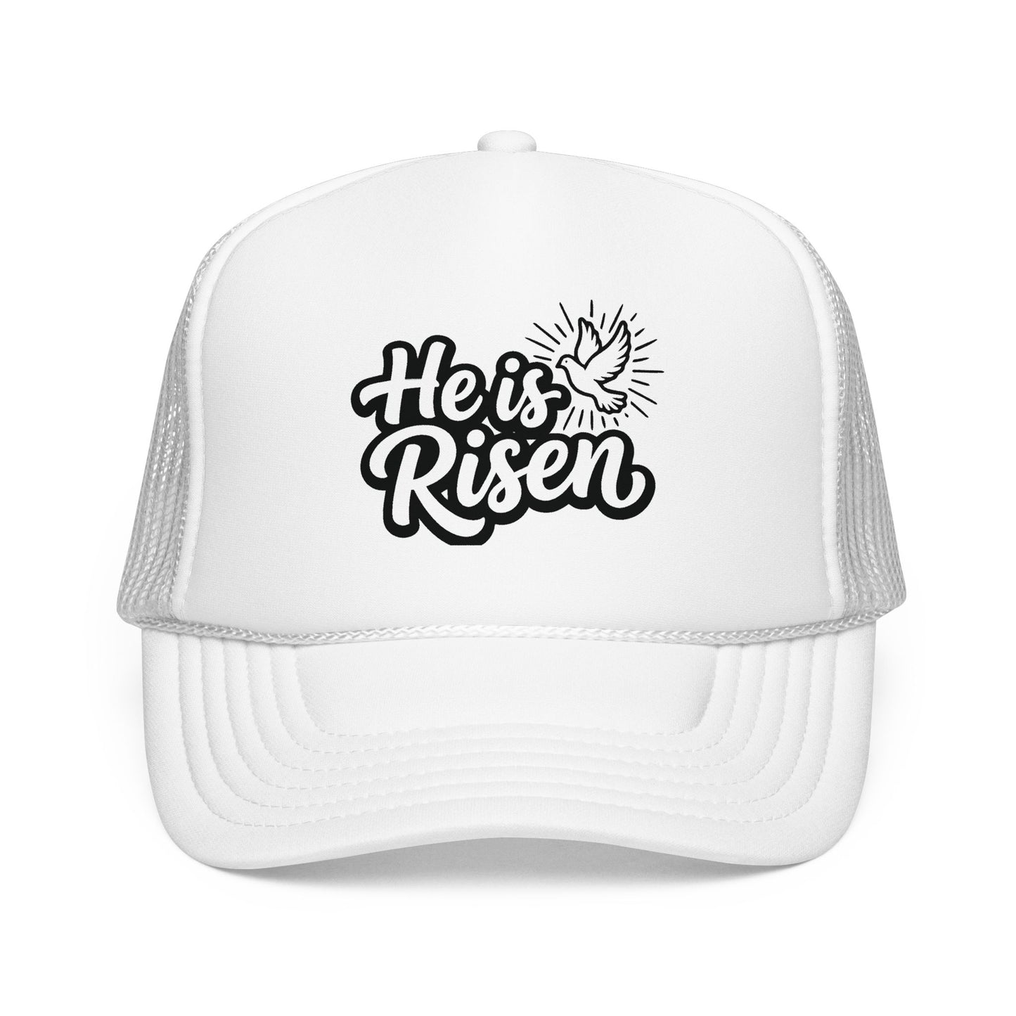 He Is Risen Trucker Hat — Christian Easter Foam Cap
