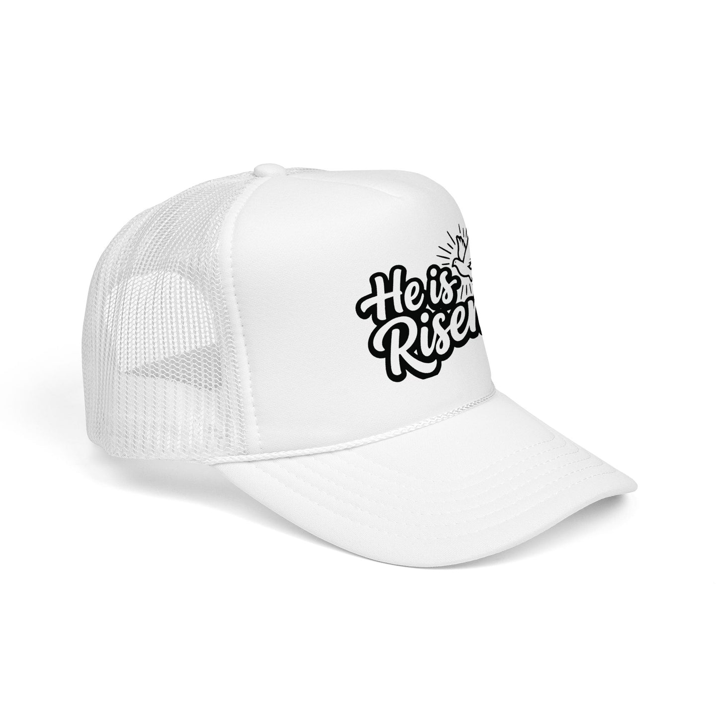 He Is Risen Trucker Hat — Christian Easter Foam Cap