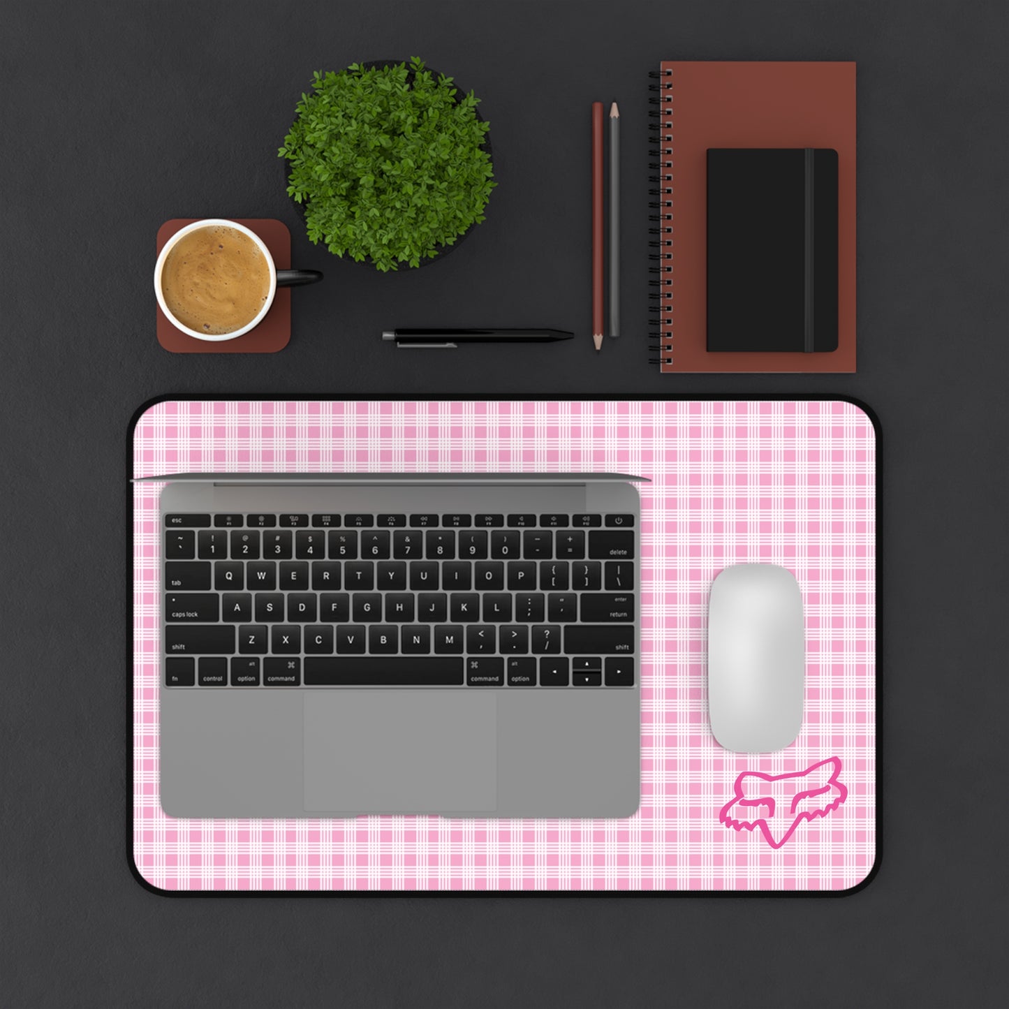 Pink Palaka Fox Desk Mat