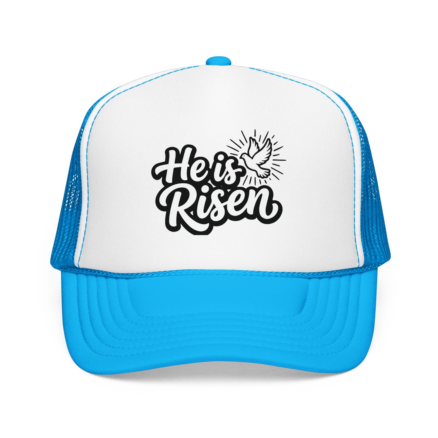 He Is Risen Trucker Hat — Christian Easter Foam Cap