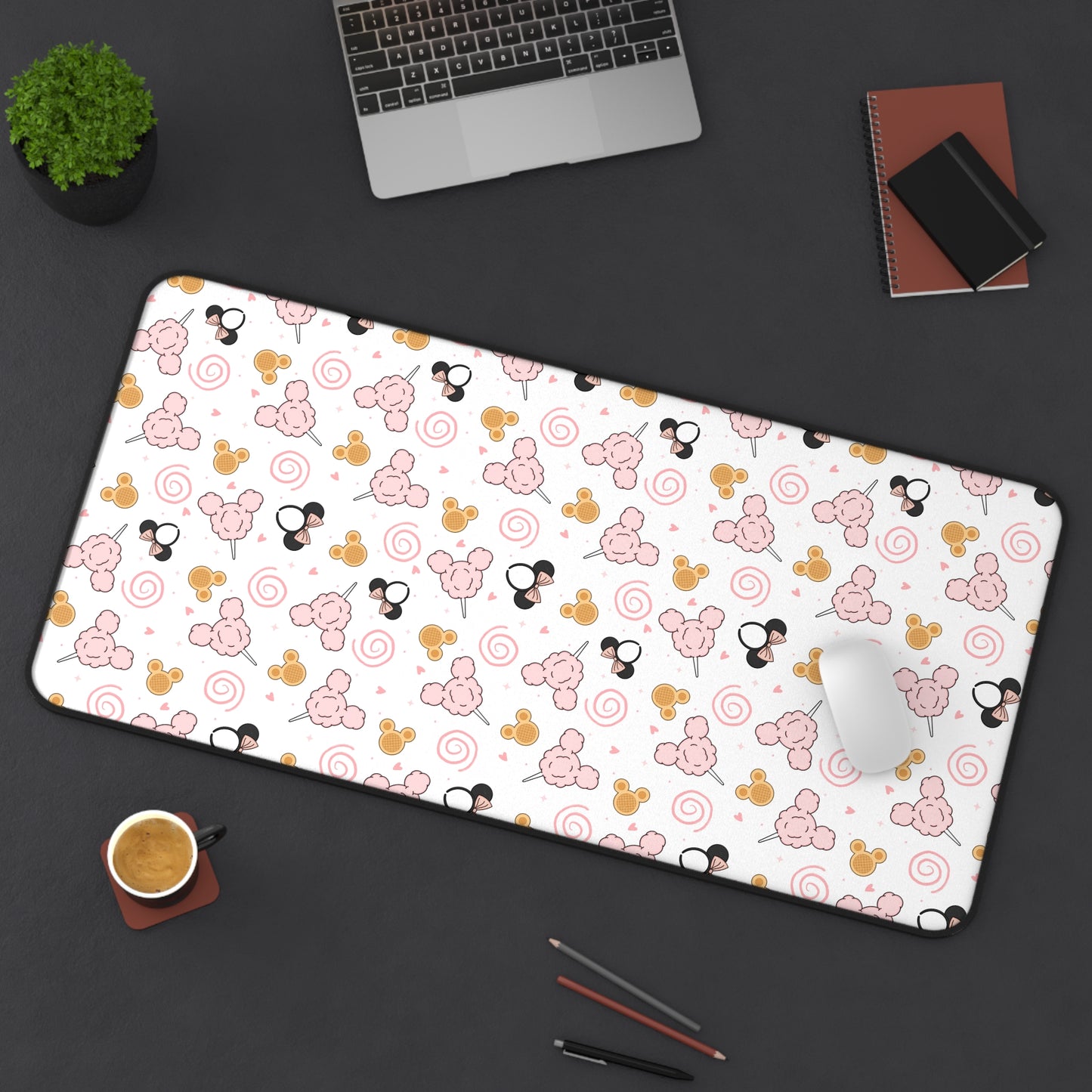 Mickey Snack Desk Mat — Pink & Gold Mouse Mousepad for Office or Home