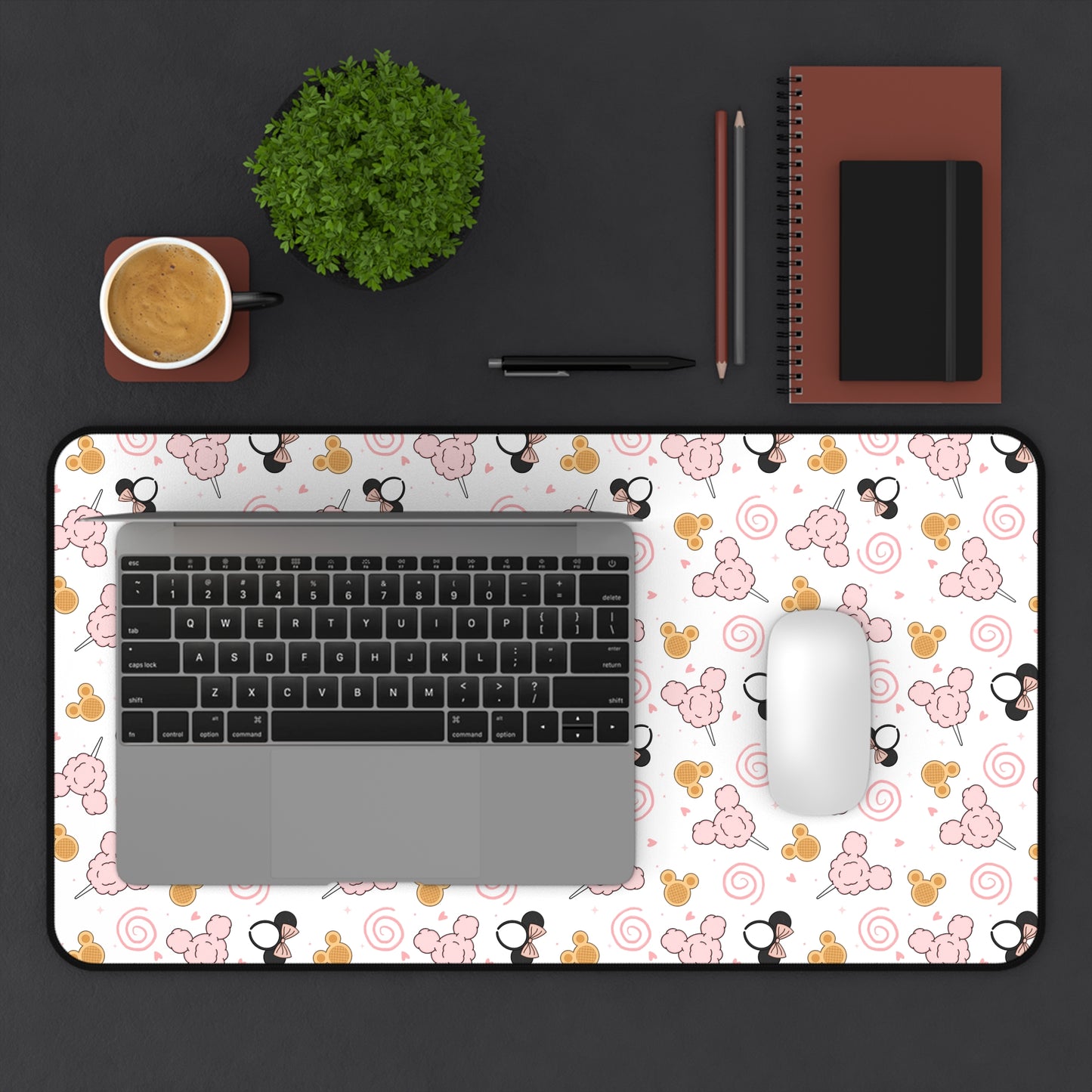 Mickey Snack Desk Mat — Pink & Gold Mouse Mousepad for Office or Home