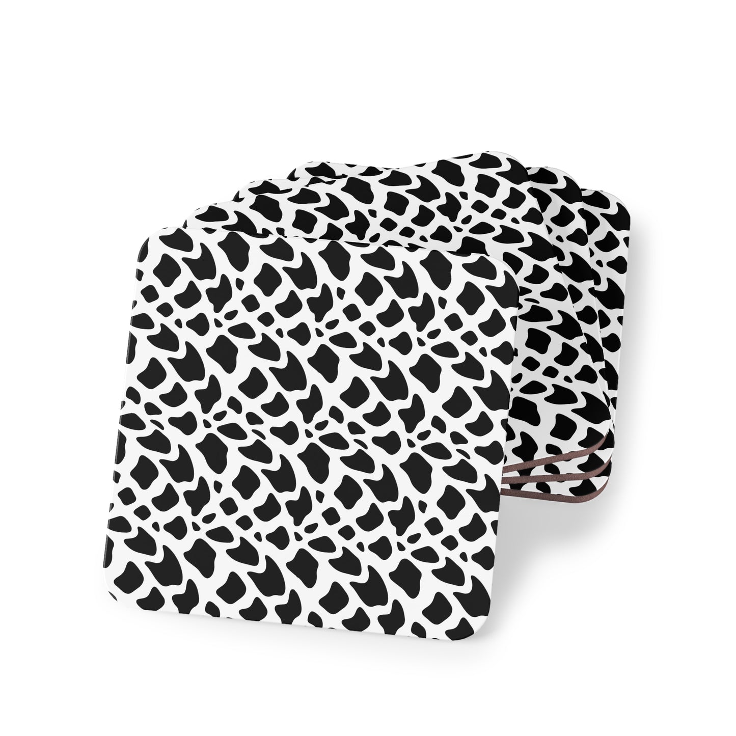 Black & White Abstract Leopard Coasters — Round Cork Drink Coasters
