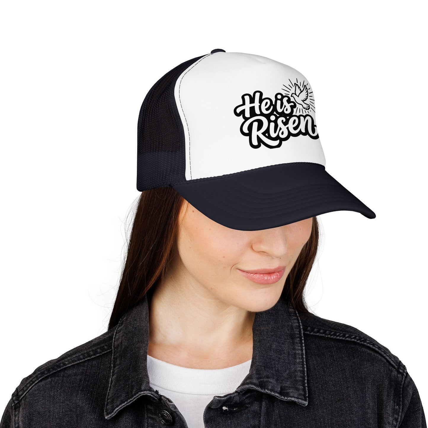 He Is Risen Trucker Hat — Christian Easter Foam Cap