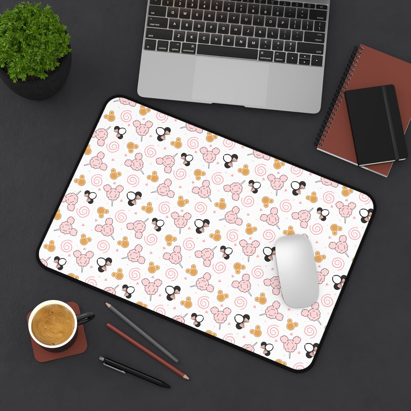 Mickey Snack Desk Mat — Pink & Gold Mouse Mousepad for Office or Home